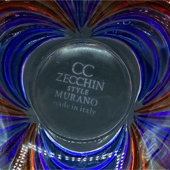 Murano Art Glass CC Zecchin Rainbow Venetian Trinket Dish 3.25” Signed - Picture 9 of 9